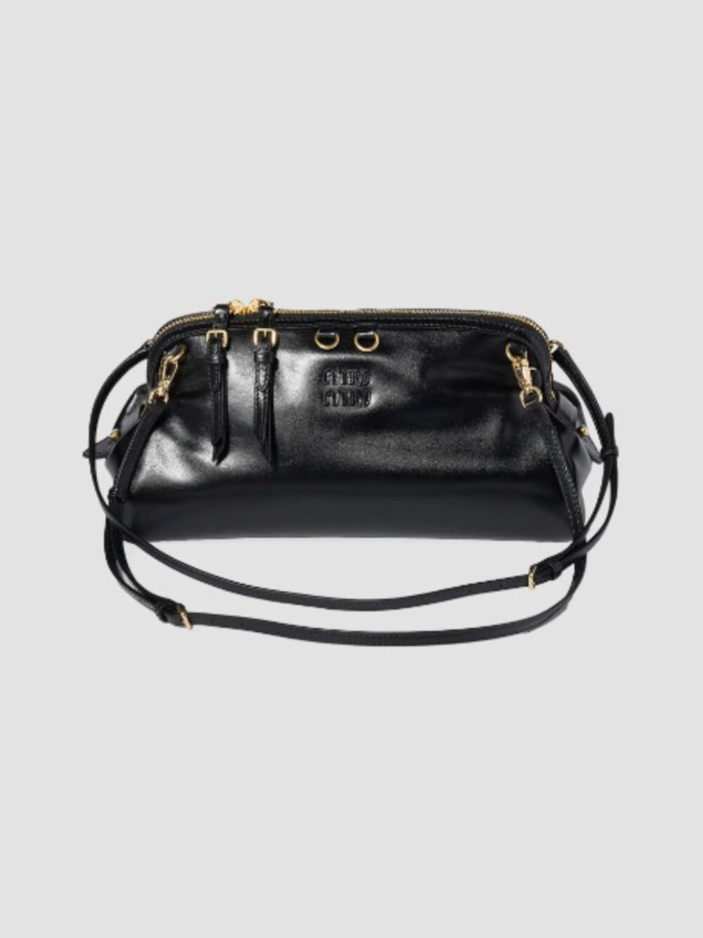 95% NEW MIUMIU BAG, CAPRICE LARGE SIZE BLACK SHINY LEATHER